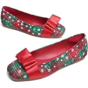image:imageHee grand Christmas Shoes for Women Pointed Toe Plaid Snowflake Flat Shoes Comfortable Slip on Flats RedGreen Shoes for Christmas771christmas Red