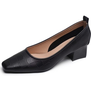 image:imageHee grand Classic Closed Square Toe Chunky Block Heels Women Soft PU Leather Mid Heel Dress Shoes Comfortable Low Heel Pumps for OfficeBlack