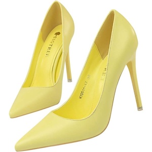 image:imageHee grand Classic Pointed Toe Heels for Women Fashion Suede Stiletto Wedding Party Dress Shoes Office Pumps Lady High Heels027yellow