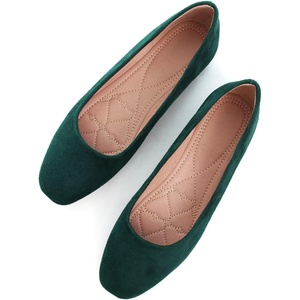 image:imageHee grand Classic Solid Square Toe Ballet Flats for Women Comfort Casual Flats Lightweight Slip on Loafers Suede Dress ShoesDark Green