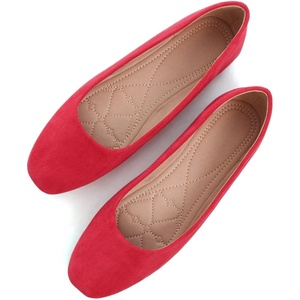 image:imageHee grand Classic Solid Square Toe Ballet Flats for Women Comfort Casual Flats Lightweight Slip on Loafers Suede Dress ShoesRed