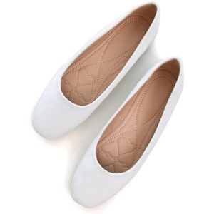 image:imageHee grand Classic Solid Square Toe Ballet Flats for Women Comfort Casual Flats Lightweight Slip on Loafers Suede Dress ShoesWhite