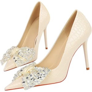 image:imageHee grand Fashion Party Stiletto Heels Sparkling Rhinestone Bowknot Pointy Toe Wedding Party Dress Shoes Super High HeelsWhite