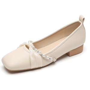image:imageHee grand Fashion Womens Low Heel Pumps Square Toe Sparkling Rhinestone Beaded Comfort Block Chunky Heel Dress Shoes501apricot