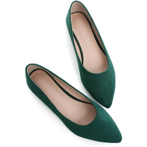 image:imageHee grand Flats for Women Classic Solid Pointed Toe Ballet Shoes Suede Dress Shoes Casual Comfort SlipOn Loafers LightweightGreen
