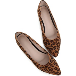 image:imageHee grand Flats for Women Classic Solid Pointed Toe Ballet Shoes Suede Dress Shoes Casual Comfort SlipOn Loafers LightweightLeopard Brown