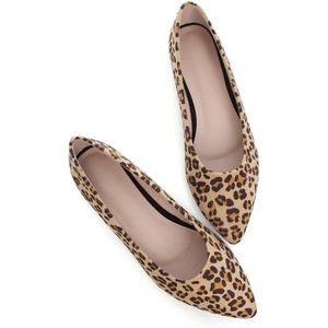 image:imageHee grand Flats for Women Classic Solid Pointed Toe Ballet Shoes Suede Dress Shoes Casual Comfort SlipOn Loafers LightweightLeopard Yellow