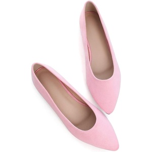 image:imageHee grand Flats for Women Classic Solid Pointed Toe Ballet Shoes Suede Dress Shoes Casual Comfort SlipOn Loafers LightweightPink