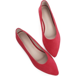 image:imageHee grand Flats for Women Classic Solid Pointed Toe Ballet Shoes Suede Dress Shoes Casual Comfort SlipOn Loafers LightweightRed