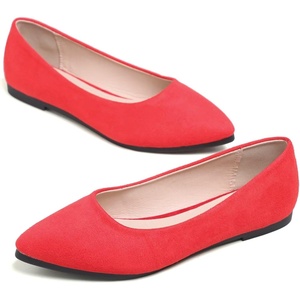 image:imageHee grand Flats for Women Classic Solid Pointed Toe Ballet Shoes Suede Dress Shoes Casual Comfort SlipOn Loafers LightweightWatermelon Red