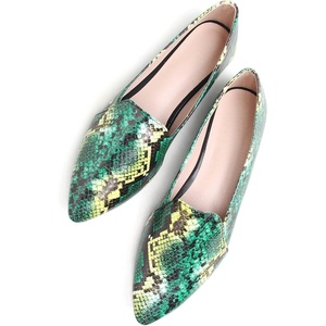 image:imageHee grand Flats for Women Fashion Snakeskin Pointed Toe Ballet Flats Comfort Casual Slip On LoafersGreen