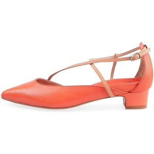 image:imageHee grand Mary Jane Chunky Block Heels for Women Dressy Closed Pointed Toe Cross Strap Sandals Comfortable Mid Heel Work PumpsPuorange