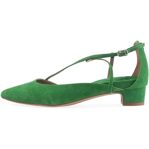 image:imageHee grand Mary Jane Chunky Block Heels for Women Dressy Closed Pointed Toe Cross Strap Sandals Comfortable Mid Heel Work PumpsSuedegreen