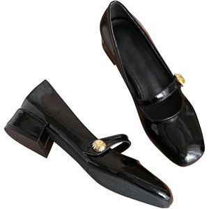 image:imageHee grand Mary Jane Chunky Heels for Women Shiny Patent Leather Dress Shoes Square Toe Block Heels Comfortable Mid Heel Work Pumps184black