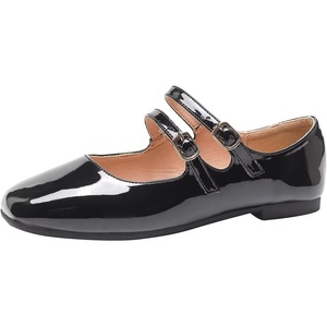 image:imageHee grand Mary Jane Flats for Women Patent Leather Dress Shoes Square Toe Adjustable Buckle Strap Ballet Flats495black