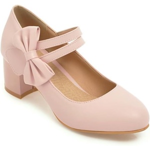 image:imageHee grand Mary Jane Low Heels for Women Closed Round Toe Chunky Block Double Ankle Strap Bow Pumps Wedding Office Work Dress Shoes189pink