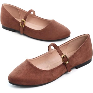 image:imageHee grand Mary Jane Shoes for Women Buckle Strap Ballet Flats Comfortable Leather Dress Shoes489brownsuede