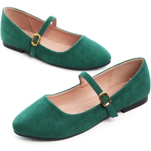 image:imageHee grand Mary Jane Shoes for Women Buckle Strap Ballet Flats Comfortable Leather Dress Shoes489greensuede