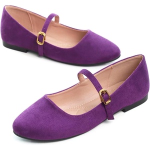image:imageHee grand Mary Jane Shoes for Women Buckle Strap Ballet Flats Comfortable Leather Dress Shoes489purplesuede