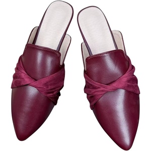 image:imageHee grand Mules for Women Bow Pointed Toe Mules Comfortable Slip on Backless LoafersWine Red