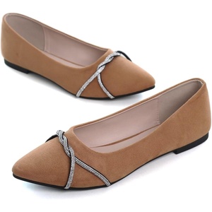 image:imageHee grand Pointed Toe Ballet Flats for Women Suede Rhinestones Chains Black Dress Shoes Comfort SlipOn LoafersKhaki