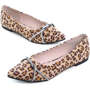 image:imageHee grand Pointed Toe Ballet Flats for Women Suede Rhinestones Chains Black Dress Shoes Comfort SlipOn LoafersLeopard Yellow