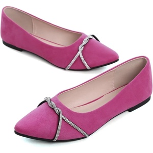 image:imageHee grand Pointed Toe Ballet Flats for Women Suede Rhinestones Chains Black Dress Shoes Comfort SlipOn LoafersRose