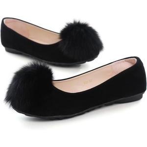 image:imageHee grand Pom Pom Ballet Flats for Women Suede Pointed Toe SlipOn Casual Comfortable Flat Shoes448black