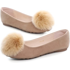 image:imageHee grand Pom Pom Ballet Flats for Women Suede Pointed Toe SlipOn Casual Comfortable Flat Shoes448khaki