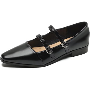 image:imageHee grand Retro Ankle Strap Buckle Mary Jane Shoes Women Pointed Toe PU Leather Low Heel Dress ShoesBlack