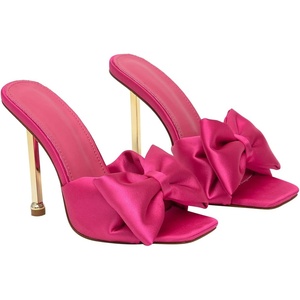 image:imageHee grand Satin Bowknot Rhinestones High Heel Sandals Slides Sexy Open Toe Party Dress Sandals2rose