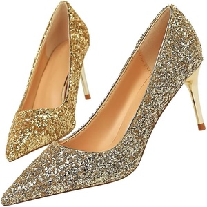image:imageHee grand Shining Sequins High Heels Sexy Pointed Toe Stilettos Bridal Dress Shoes for Wedding PartyGold