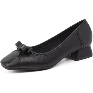 image:imageHee grand Women Closed Square Toe Chunky Block Heels Cute Bowknot Dress Shoes Pumps Comfortable Low Heel Slip Ons for Office192black