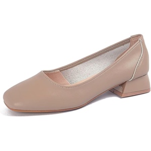 image:imageHee grand Women Closed Square Toe Chunky Block Heels Cute Bowknot Dress Shoes Pumps Comfortable Low Heel Slip Ons for Office513khaki