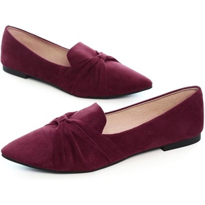 image:imageHee grand Women Fashion Bowknot Flats Comfort Pointed Toe Dress Shoes Slip On Ballet Shoes Driving Flats162burgundysuede