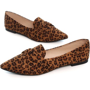 image:imageHee grand Women Fashion Bowknot Flats Comfort Pointed Toe Dress Shoes Slip On Ballet Shoes Driving Flats162leopard Brownsuede