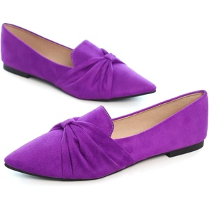 image:imageHee grand Women Fashion Bowknot Flats Comfort Pointed Toe Dress Shoes Slip On Ballet Shoes Driving Flats162purplesuede