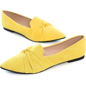 image:imageHee grand Women Fashion Bowknot Flats Comfort Pointed Toe Dress Shoes Slip On Ballet Shoes Driving Flats162yellowsuede