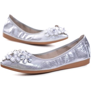 image:imageHee grand Women Foldable Ballet Flats Bling Rhinestones Soft Leather Pointy Toe Flats Sparkle Wedding Dress Shoes Comfort Slip on Loafers Big SizeAsilver