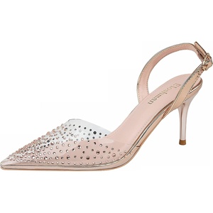 image:imageHee grand Women Heels Fashion Sandals Pointed Toe Rhinestone Transparent Stiletto Dress Pumps for Wedding Party1gold