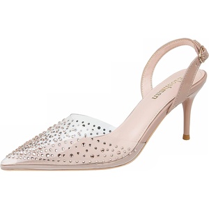 image:imageHee grand Women Heels Fashion Sandals Pointed Toe Rhinestone Transparent Stiletto Dress Pumps for Wedding Party1nude