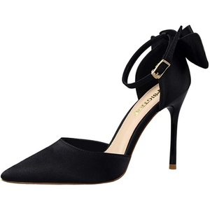 image:imageHee grand Women Heels Pointed Toe Pump Bow Knot Ankle Strap Stiletto Dress Sandals HighHeeled Wedding Party Pump020black