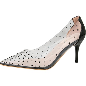 image:imageHee grand Women Heels Pointed Toe Rhinestone Transparent Stiletto High Heels Dress Pumps Wedding Party DressBlack
