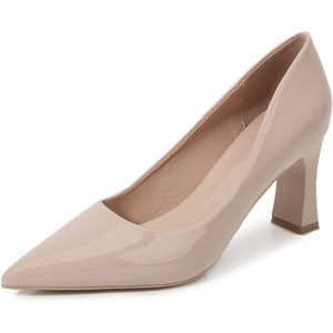 image:imageHee grand Women Heels Slip On Chunky High Heels Black Work Heels Comfort Dress Pumps085apricotpatent Leather