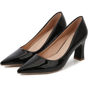 image:imageHee grand Women Heels Slip On Chunky High Heels Black Work Heels Comfort Dress Pumps085blackpatent Leather