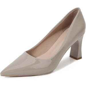 image:imageHee grand Women Heels Slip On Chunky High Heels Black Work Heels Comfort Dress Pumps085greypatent Leather