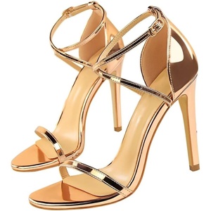 image:imageHee grand Women High Heels Sandals Sexy Open Toe Ankle Strap Fashion Stiletto Patent leather Wedding Party Dress HeelsChampagne