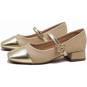 image:imageHee grand Women Low Heel Mary Jane Shoes Closed Square Toe Ankle Strap Buckle Chunky Block Heels Comfortable Low Heel Dress Shoes Pumps for OfficeKhaki