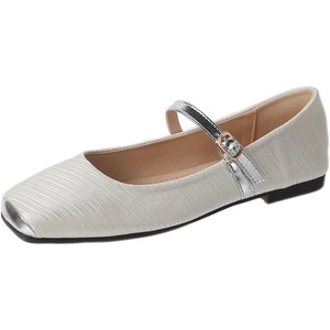 image:imageHee grand Women Mary Jane Flats Shoes Square Toe Satin Dress Shoes Comfortable Casual Ballet Flats461apricot