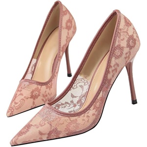 image:imageHee grand Women Sexy Pointed Toe Lace High Heels Comfort Work Pumps Ladies Stilettos Bridal Dress Shoes for WeddingPurple
